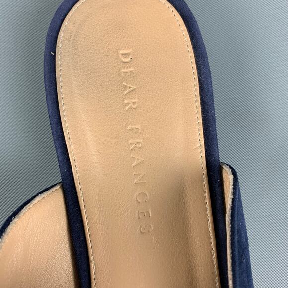 DEAR FRANCES Size 8 Blue Navy Suede Mixed Materials Slide Flats - Picture 6 of 8